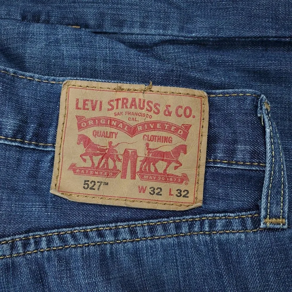 Levis 527 Jeans Mens 32x32 Blue Medium Wash Slim Bootcut Low Rise Zip Fly